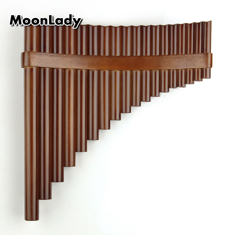 Musical Instrument Pipe - 18개의 대나무로 만든 팬 플루트, 갈색