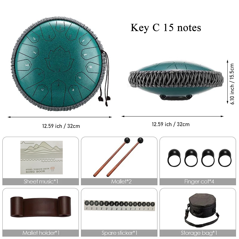 Hluru 글루코폰 스틸 혀 드럼, 13 인치, 15  - Musical Instrument Note 리뷰 및 가격