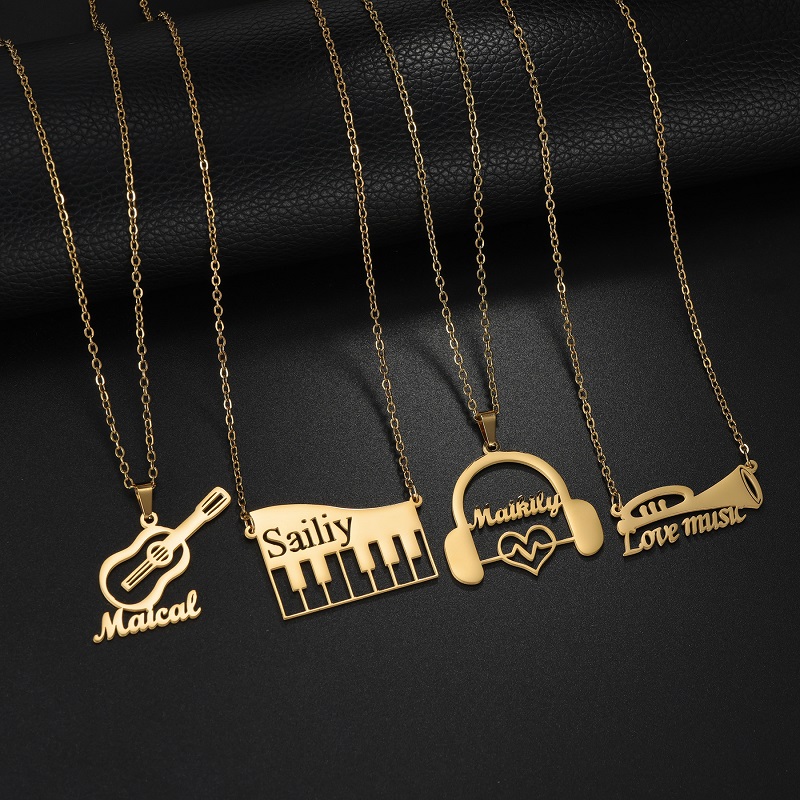새로운 맞춤 이름 악기 펜던트 목걸이 스테인리스 스틸  - Musical Instrument And Names 리뷰 및 가격